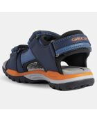 Sandales Borealis à scratchs bleu/orange